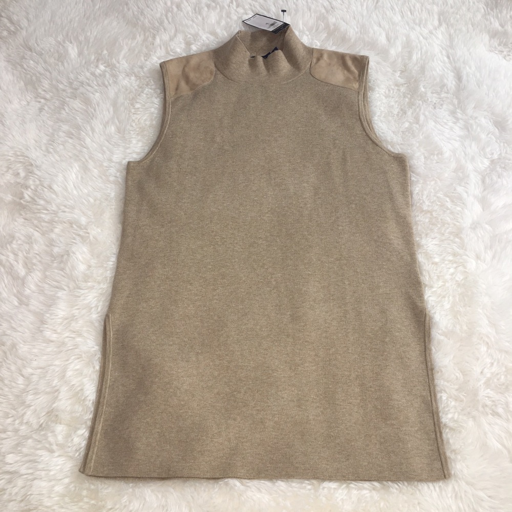 Polo Ralph Lauren Womens Business Sweater Sleeveless Beige Medium NEW WITH TAG